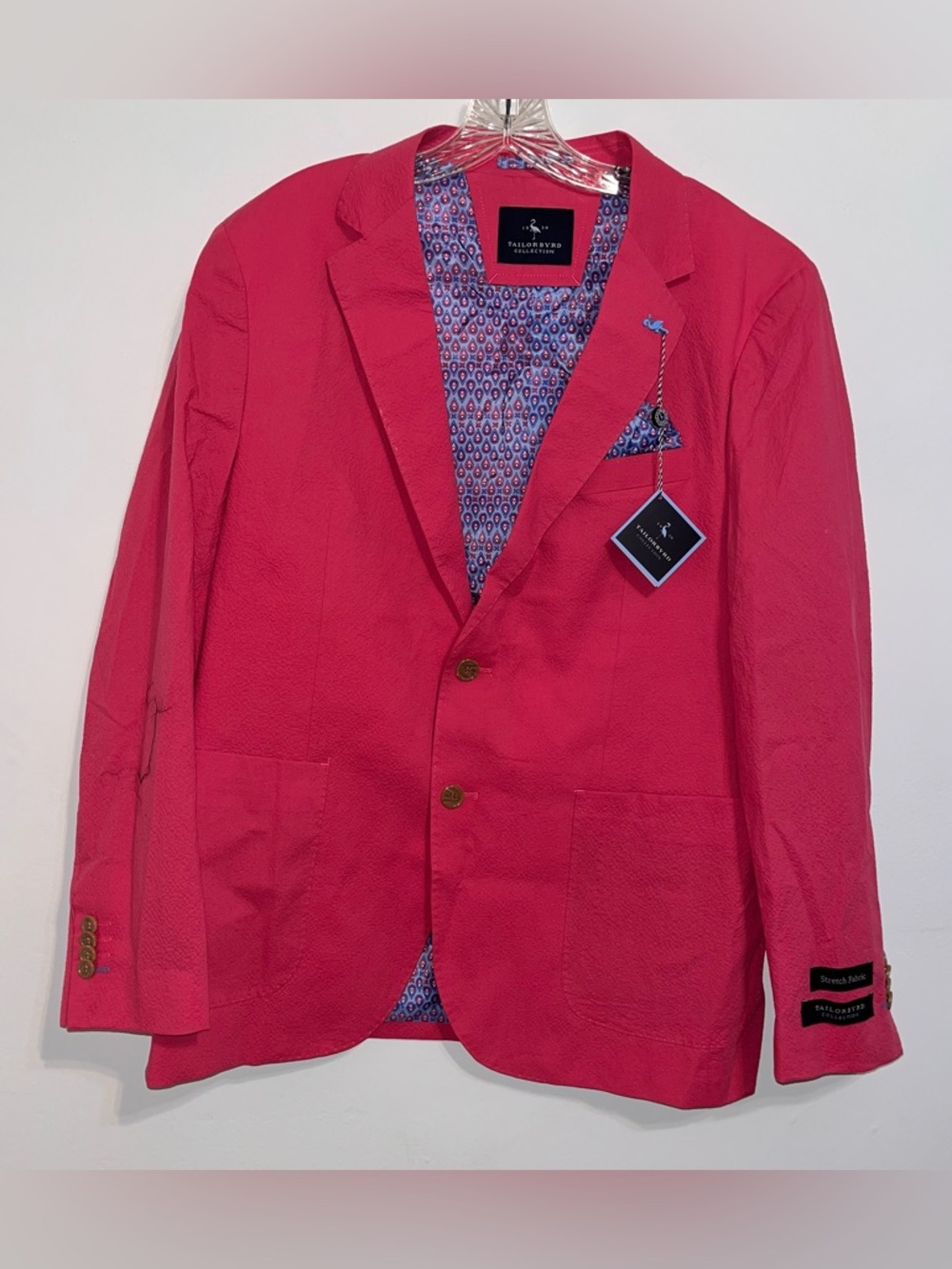 Tailorbyrd Men's Hot Pink Seersucker Sport Coat